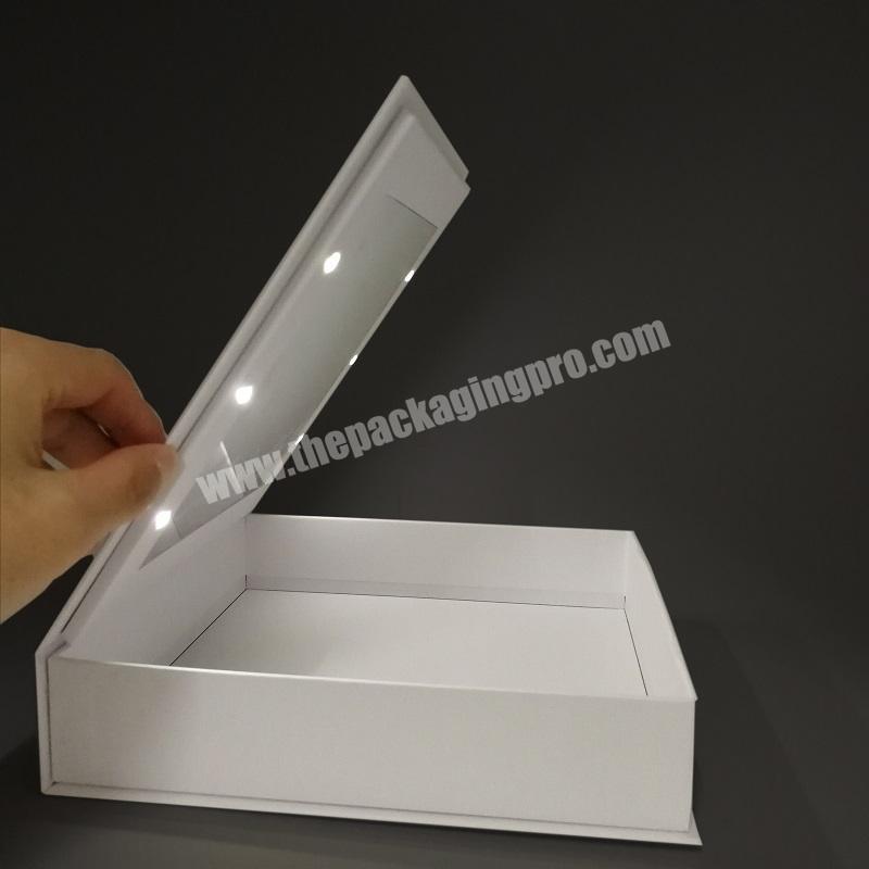Hot Sale Christmas and Birthday Cardboard Gift Packaging Box Led Light Gift Paper Box with Mirror