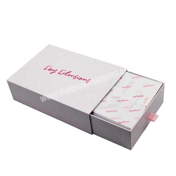 Hot Sale Hair Extension Packaging Box SetDrawer box with Tissue Paper Printed Wholesale