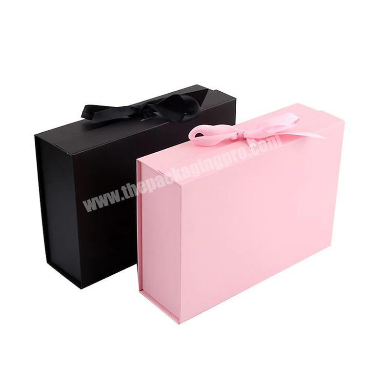 Hot Sale High Quality Custom Logo Printed Gift Magnetic Lid Folding Packaging Boxes With Ribbon
