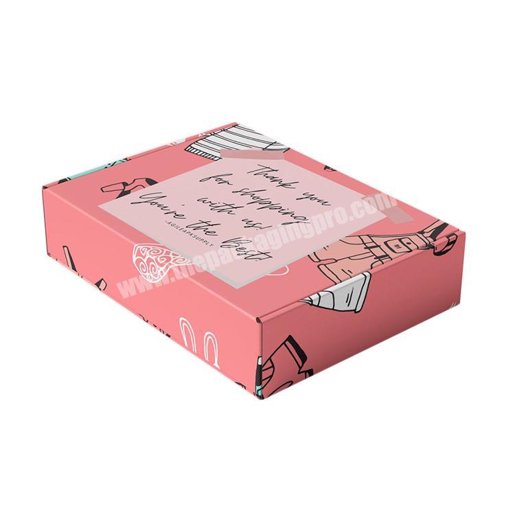 Hot Sale High Quality OEM Custom Logo Both Sides Printing Pink Shipping Mailer Corrugated Packaging Box