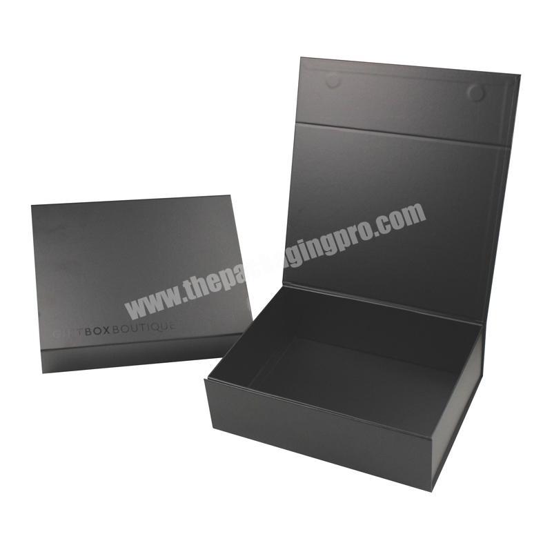 Hot Sale Rigid Hard Paper Foldable Magnetic Box Gift Packaging Box Black Matt With Magnet Closing