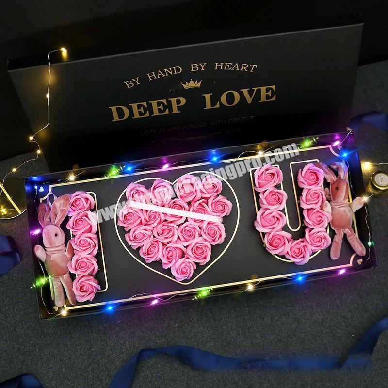 Hot Sale Valentine's Day Gift Box Black Rectangular I Love You Flower Box