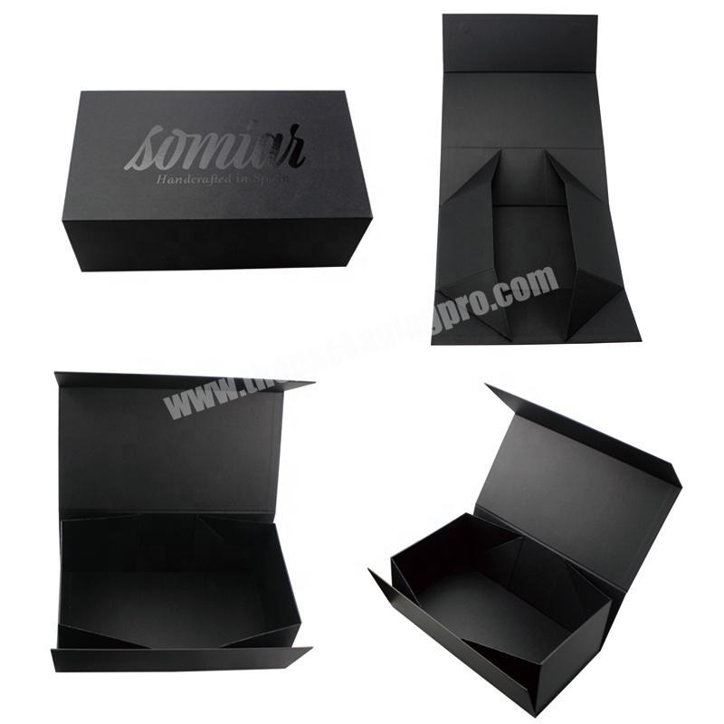 Hot sale Luxury Custom Logo Folding shoe box Magnetic closure folding Bla Paper Flat Paing Gift Box