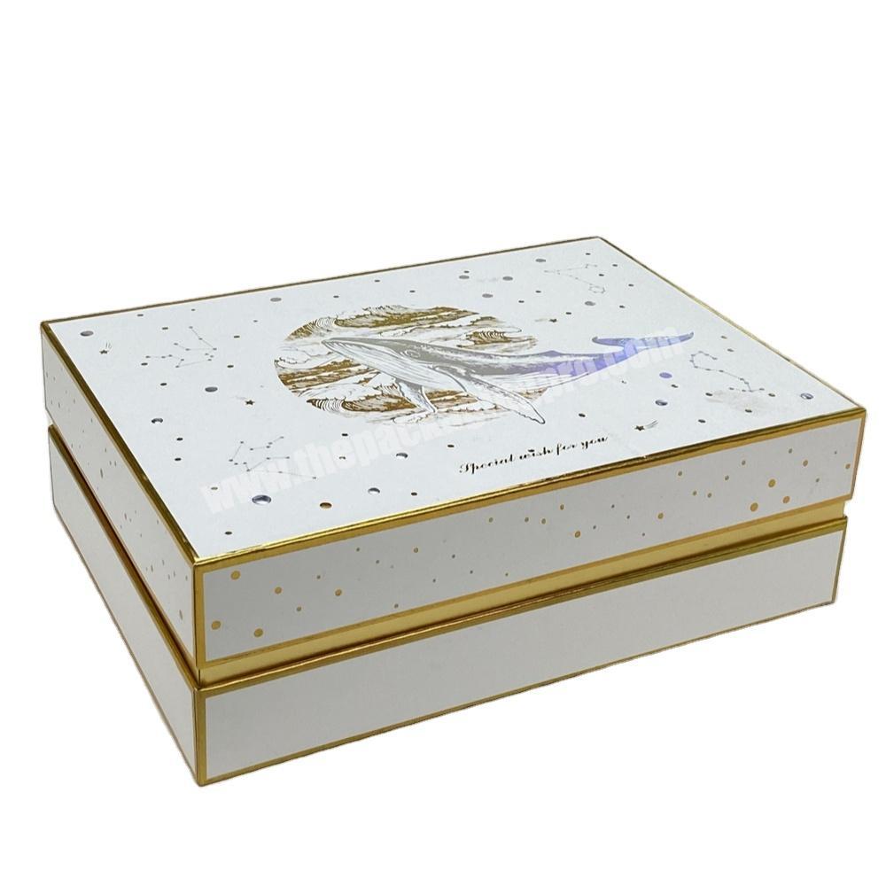 Hot sale custom rigid paper packaging gift box for cosmetics candle with gold foil logo  clothing packing lid and base box