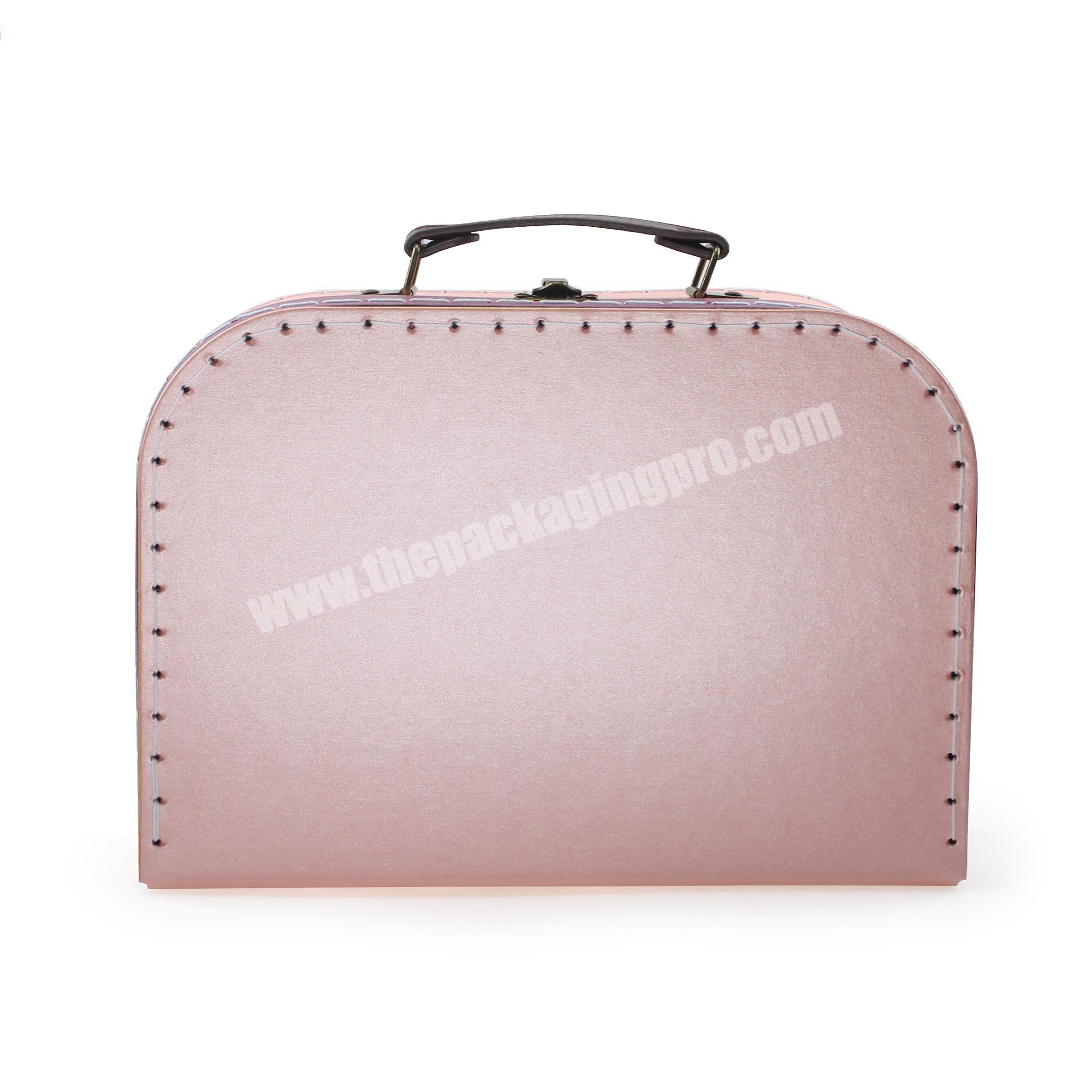 Hot sale pink small paperboard suitcase kids gift packing luxury decorative cardboard suitcase