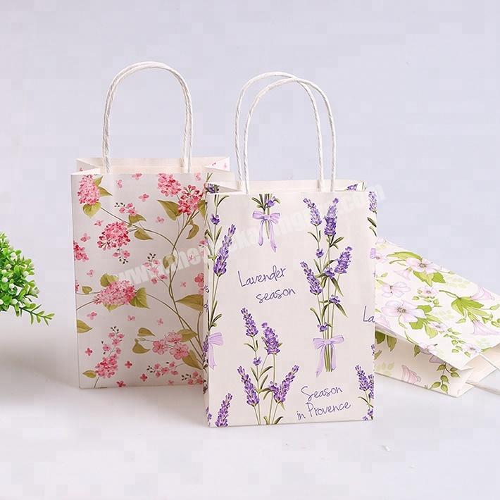 Hot selling Elegant and delicate small girl love floral paper shopping bag for small gift with custom logo