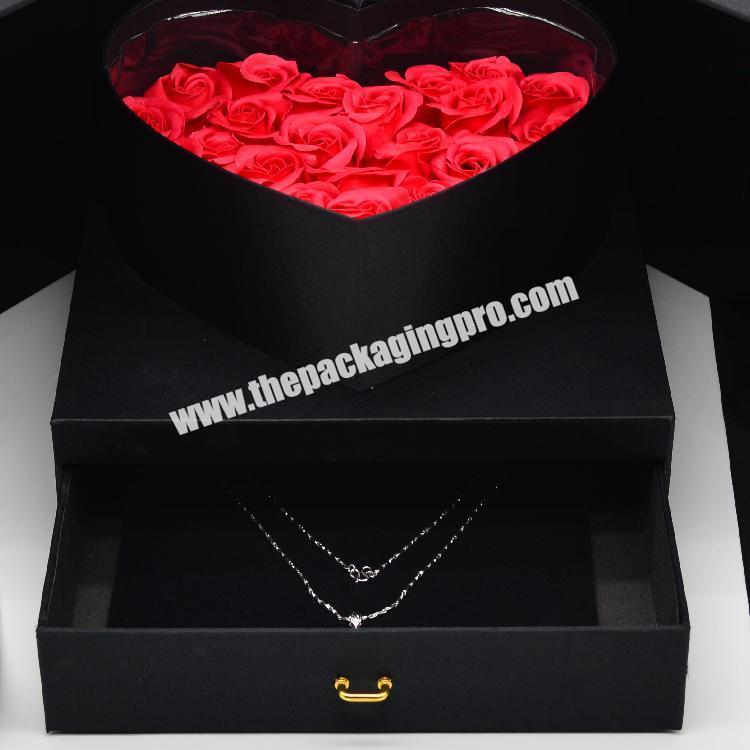 Luxury Square Double Opening Flower Box Drawer Packaging Jewelry Gift Box With Ribbon