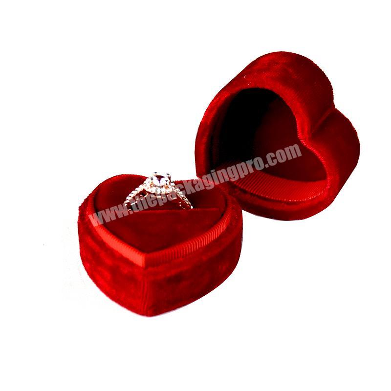 Jewelry box heart shape wedding velvet ring box wholesale