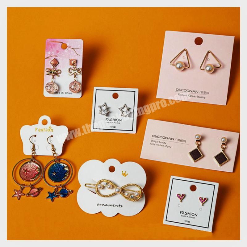 Jewelry packaging display velvet custom earring cards with logo