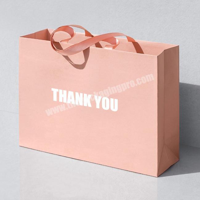 Large Embalagen Para Presente Yellow Pink Thank U Thank You Retail Paper Bag For Boutique