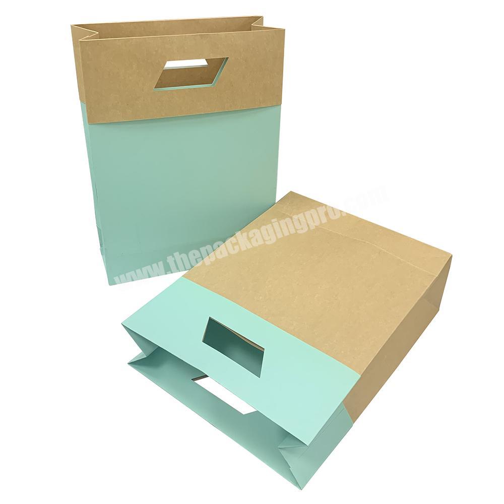 Lipack Custom Die Cut Handle Offset Printing Paper Package Bag With White Card And Kraft Paper
