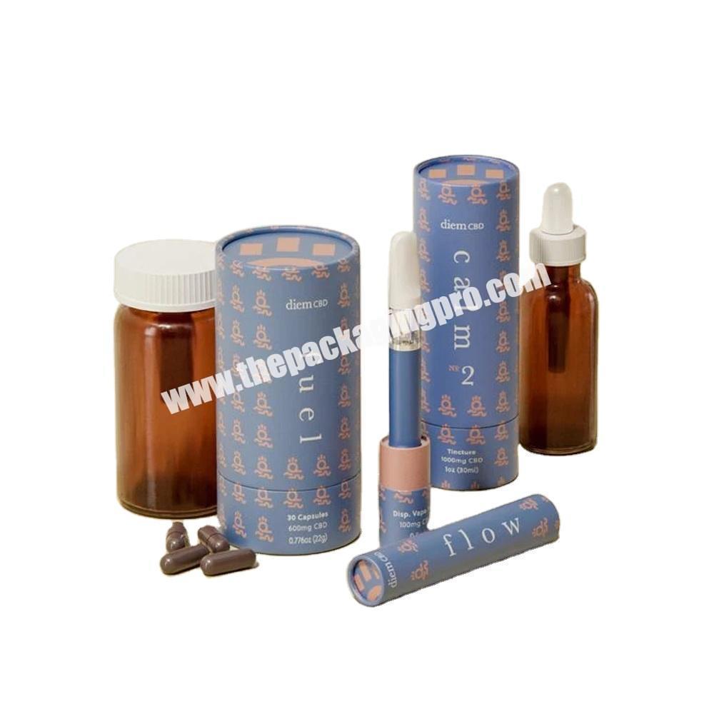 Logo custom printed cardboard paper round tube gift package cylinder box for cosmetic
