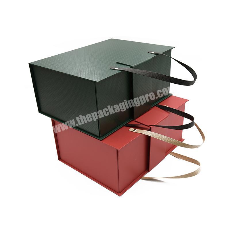 Low Moq Reasonable Price Black Color Kraft Rigid Flat Magnetic Folding Gift Box For Packaging With Ribbons