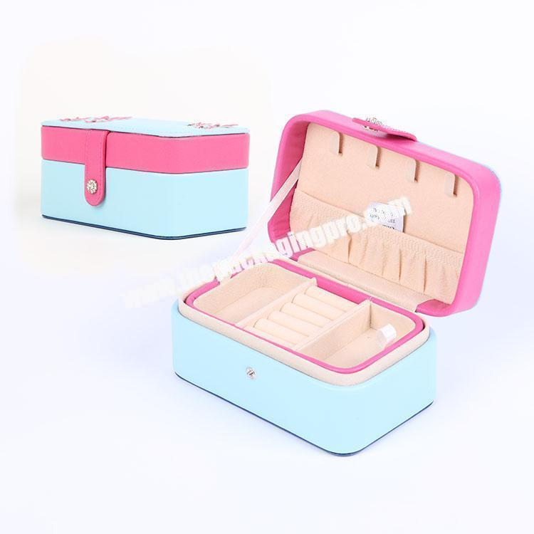 Wholesale Portable Women PU Leather Jewellery mini jewelry box Storage Packaging Organizer Custom Logo Small Travel Jewelry Box