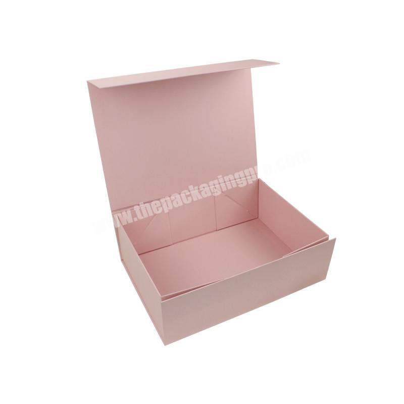 Luxury 2mm Rigid Paperboard Magnetic box Folding Gift Paper Cardboard box Custom Logo Pink Color Packaging Box