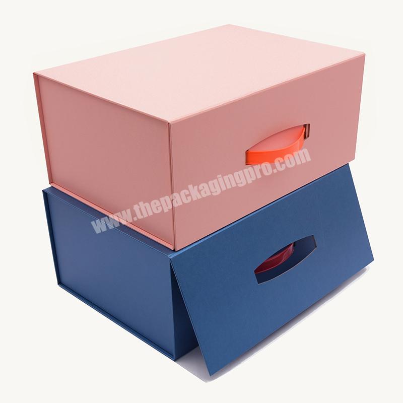 Luxury Black Big Collapsible Foldable Logo Pink Flat Garments Circle Packaging Magnetic Clothing Boxes Folding Gift Box