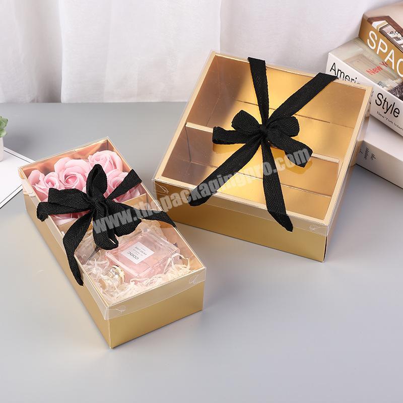 Luxury Clear Plastic Valentines Day Mother's Day Birthday Present Gift Boxes Transparent Flower  Box With Handle