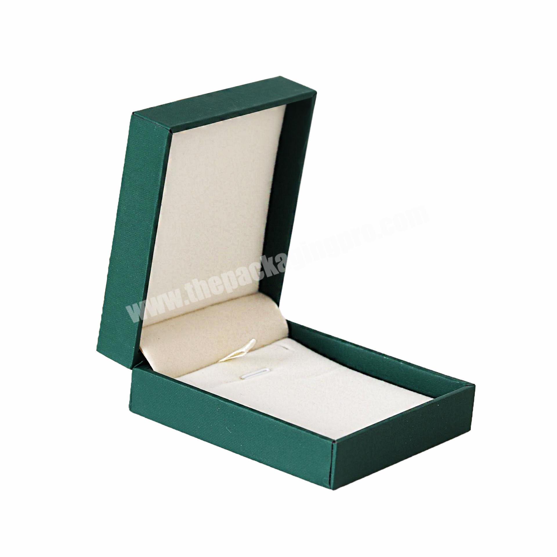 Luxury Custom Logo Gold Square Special Cardboard Green Clamshell Pillow Lined Necklace Packaging Box