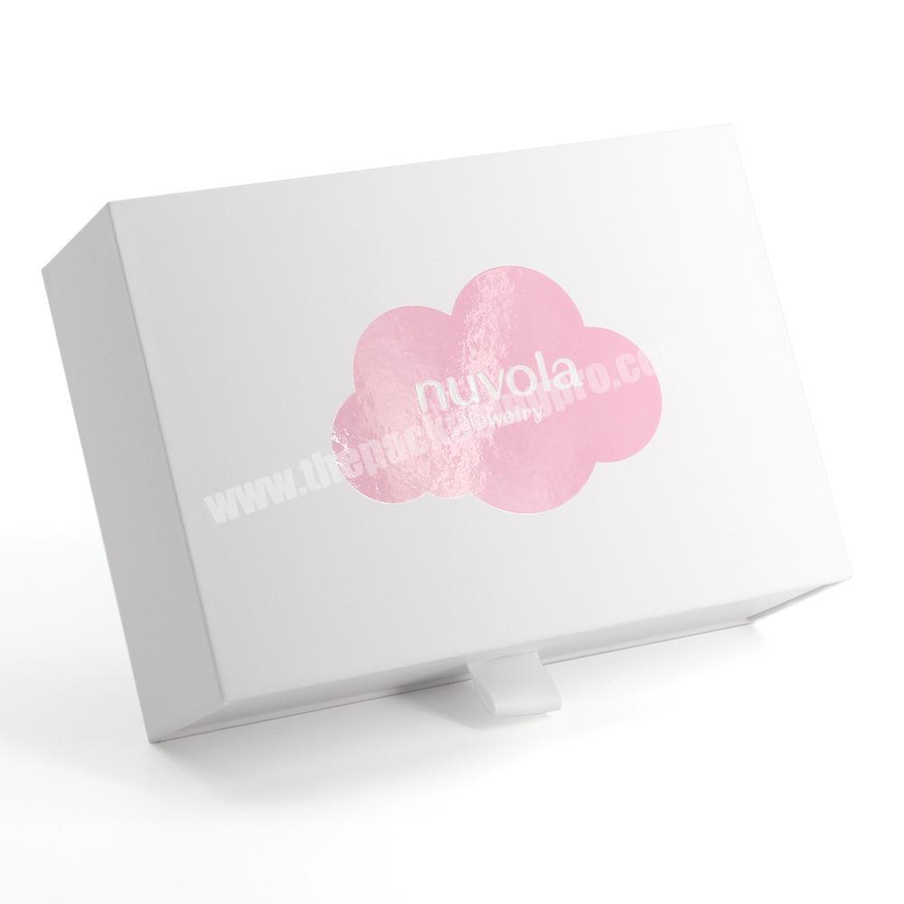 Luxury Custom Logo Spot UV Printing White Sliding Packaging Drawer Gift Boxes