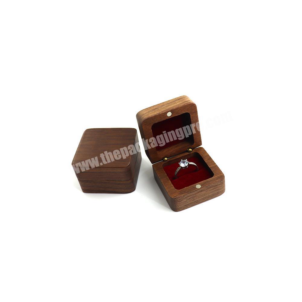 Luxury Custom Logo Wood Wedding Jewelry Ring Box With Magnet Clasp small wooden gift box