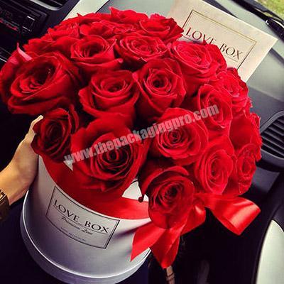 Luxury Florist Bouquet Paper Packaging Box CUstom Love Logo Circle Flower Gift Boxes With Ribbon