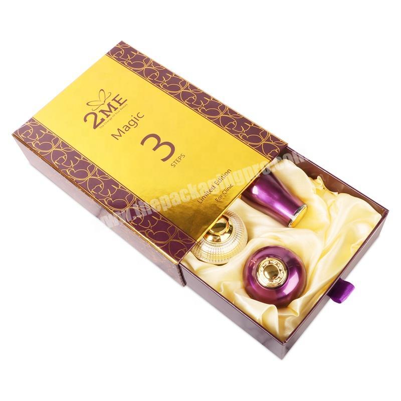 Luxury Golden Foil Custom Logo Drawer Sliding  Gift Box For creamskincare
