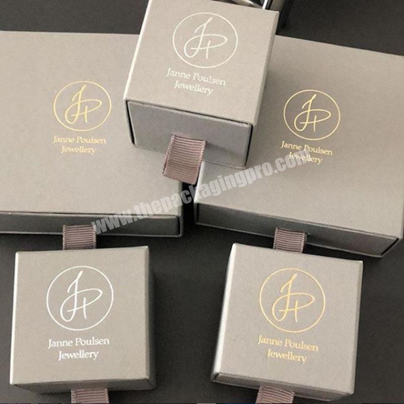 Luxury Golden Foil Custom Logo Drawer Sliding Jewelry Packaging Gift Box For EarringNecklaceRingBracelets