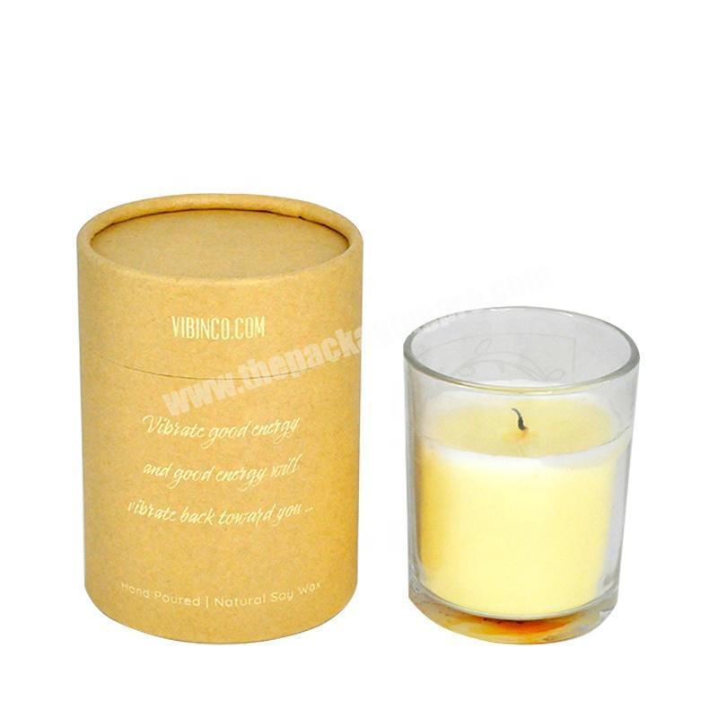 Luxury Kraft Recycled Paper Material Bottle Round Empty Cylinder Packaging Custom Logo Candle Box Packaging