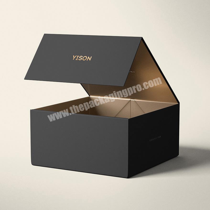 Luxury Large Hard Rigid Matte Black Gold Magnetic Closure Gift Box Packaging