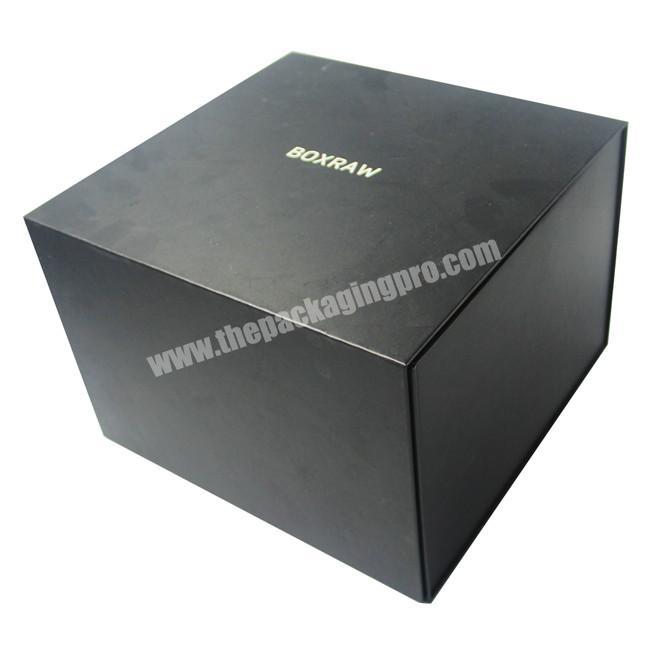 Luxury Matt Black Pearl Paper Mounted Solid Grey Cardboard Packing Box Magnetic Closure Logo Stamping Gift Box