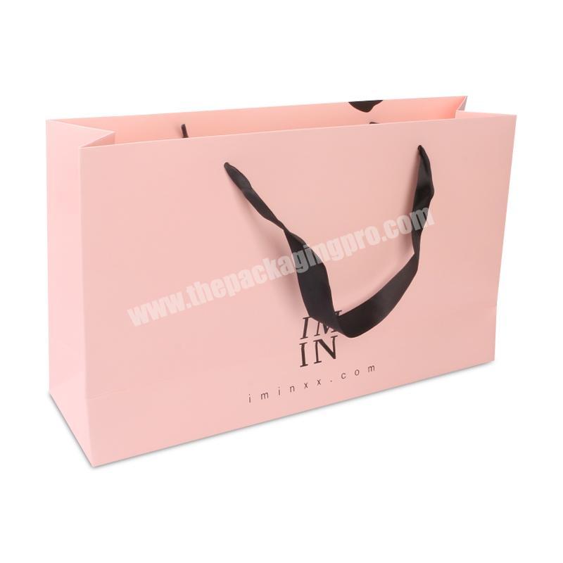 Luxury Printed Gift Custom Shopping Paper Bag Boutique Giftbag Packaging Custom Pink designed Paper Garment Bags With Logo Print