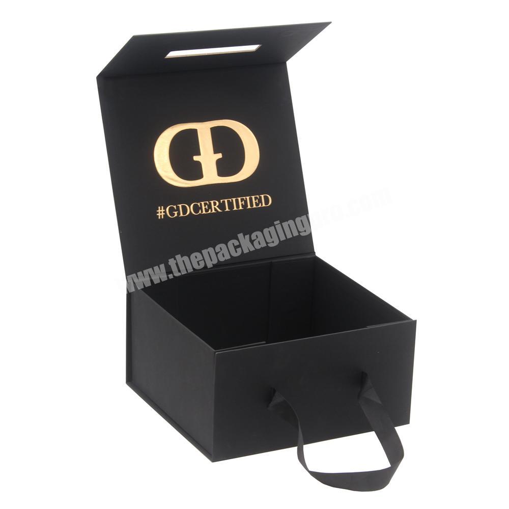 Luxury Wholesale Black Cardboard Caixas Embalagens Scatola Regalo Magnetic Hard Hampers Gift Box With Handle