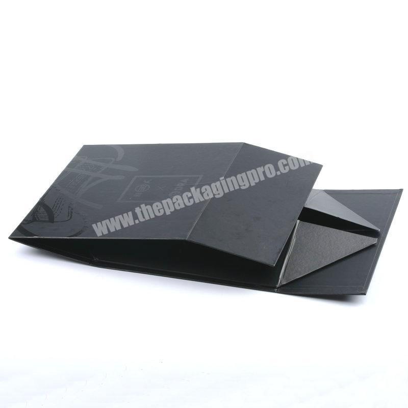 Luxury cardboard folding box magnetic closure with book shape black foldable packing