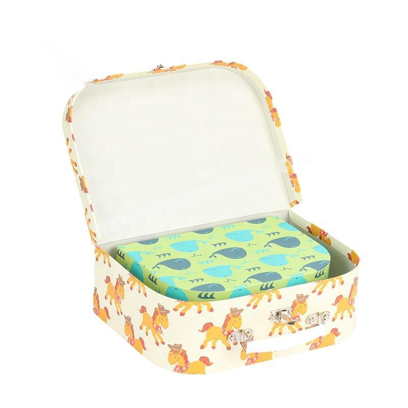 custom Custom Mini Paper Cardboard Suitcases Packaging Children Baby Blanket Vintage Suitcase Gift Packaging Box With Handle 