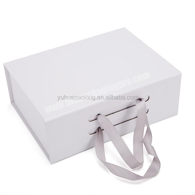 Luxury custom cardboard paper packaging magnetic gift box with ribbon