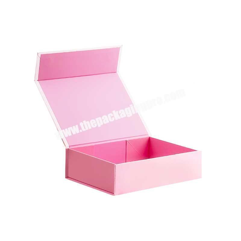 Premium custom gold foil logo printing pink gift present box with magnetic closure