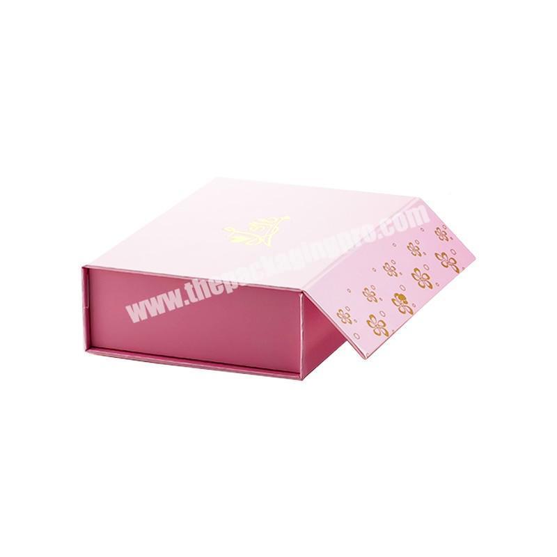 Luxury elegant baby pink magnetic shut lid foldable keepsake gift box