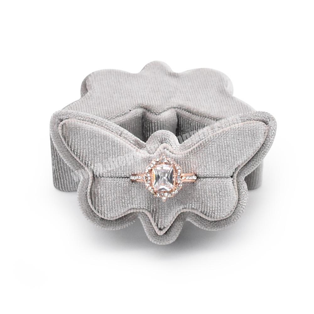 Luxury engagement butterfly shape velvet jewelry ring packaging box