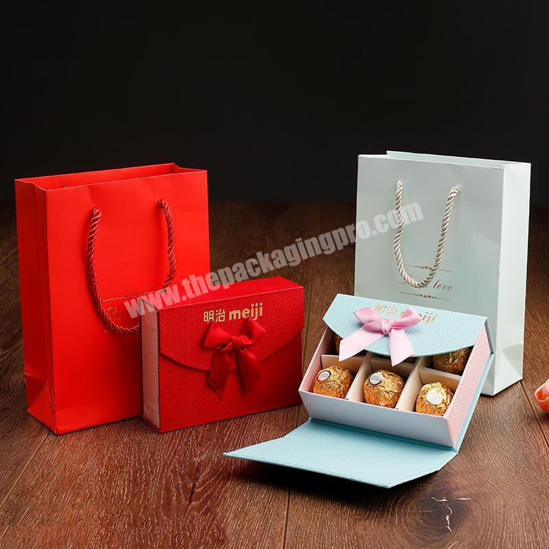 Luxury magnetic closure paper chocolate strawberry gift packaging box cardboard foldable chocolate bar boxes with divider