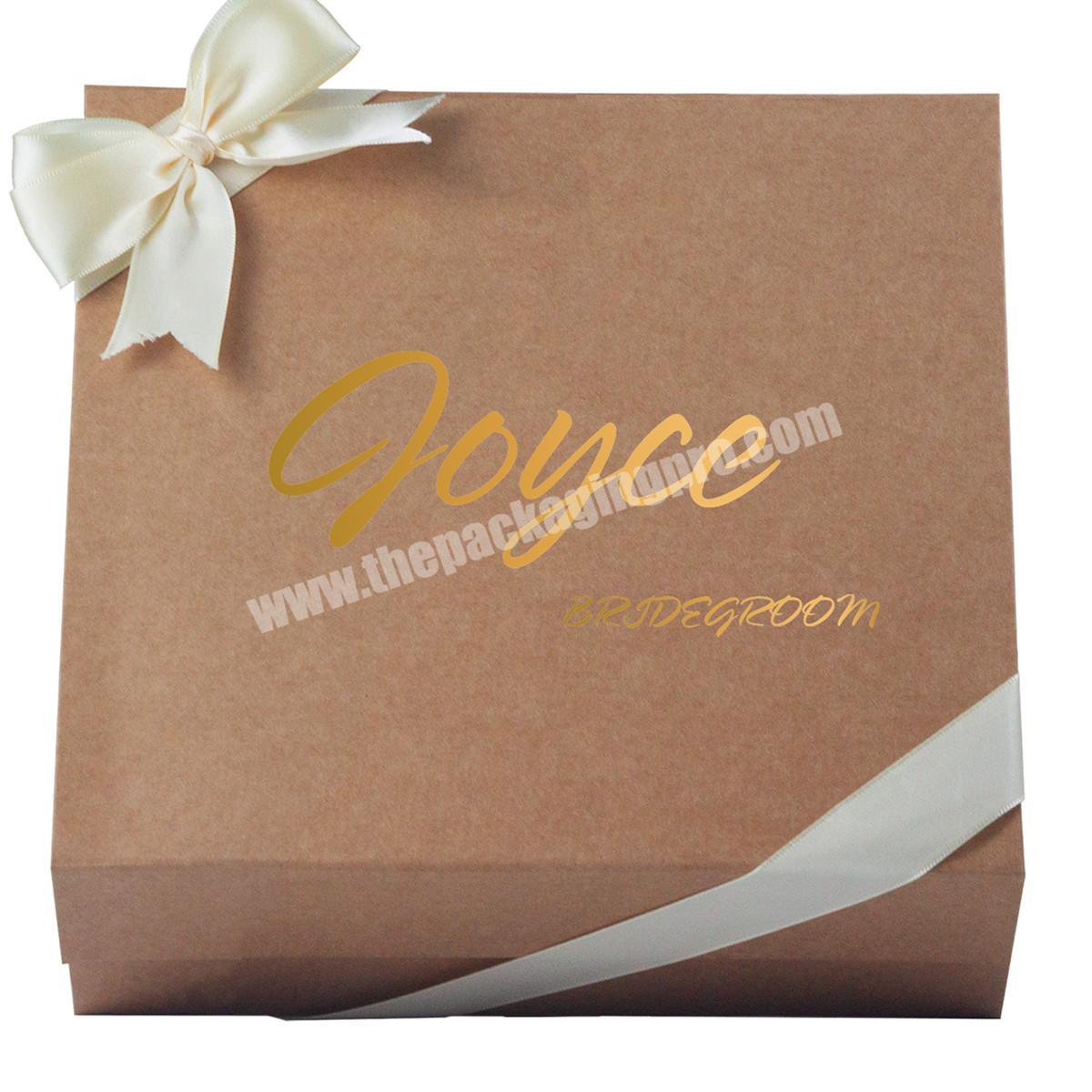 Luxury magnetic folding box with private logo bridesmaid gift packing box for wedding dress bridal bouquet name custom on box