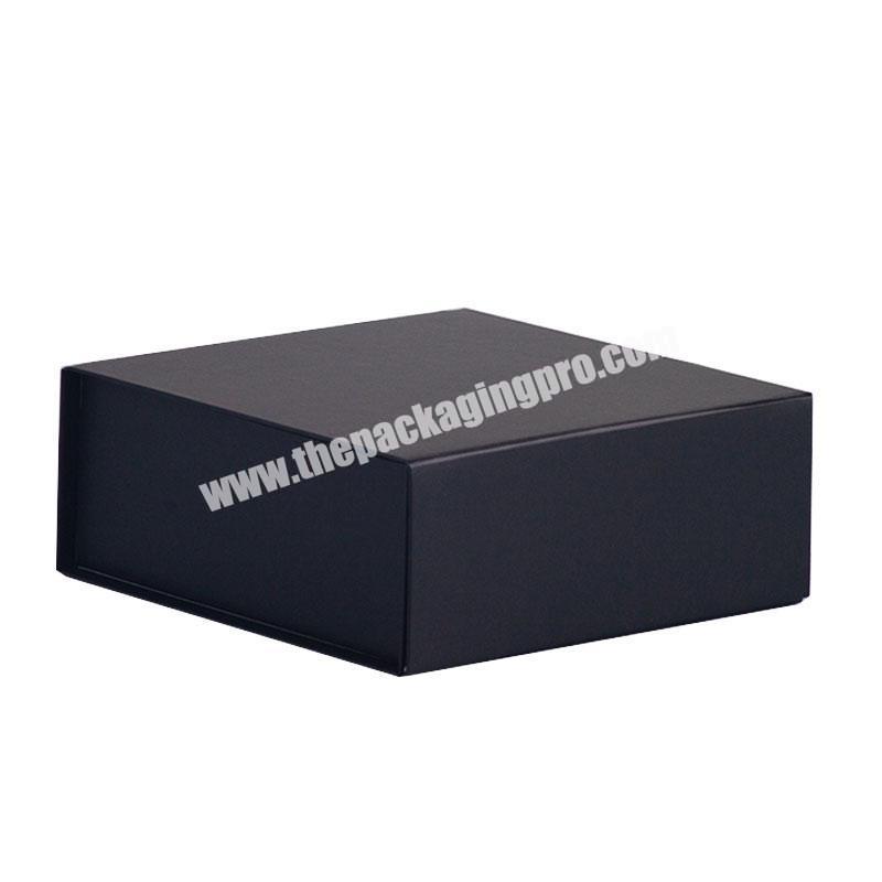 Luxury black magnetic flap folding rigid gift presentation box wholesale