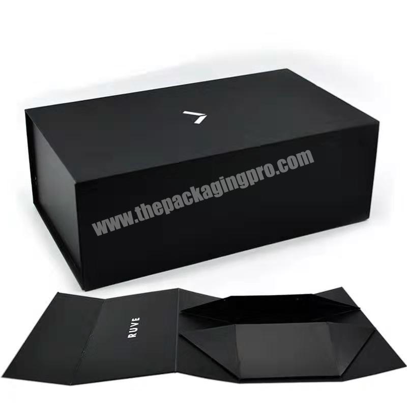 Luxury packing box with custom magnetic closure cardboard black folding packing manufacturer