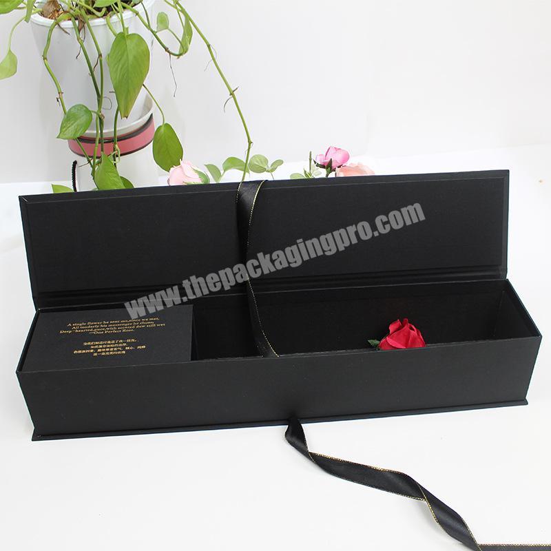 Luxury rectangle paper cardboard valentine's day long stem rose flower gift delivery box wedding flower packaging box