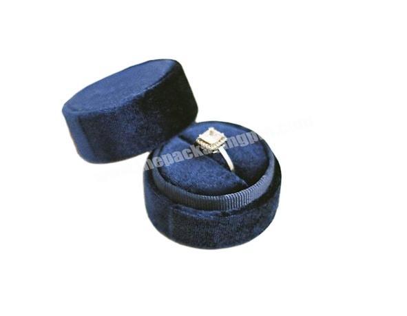 Luxury round suede velvet ring storage box with hot stamping logo for one ring slot
