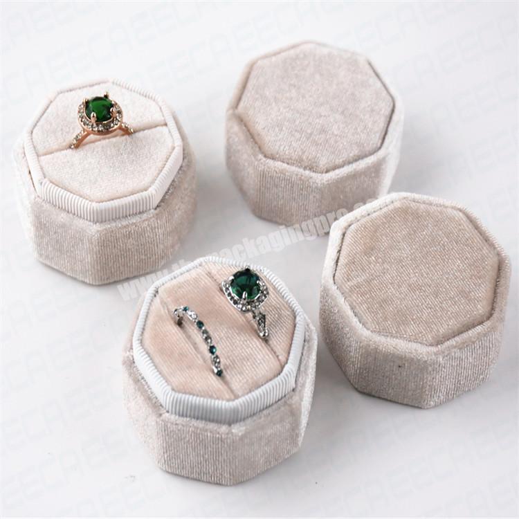 Luxury small velvet ring gift packaging box with foam insert