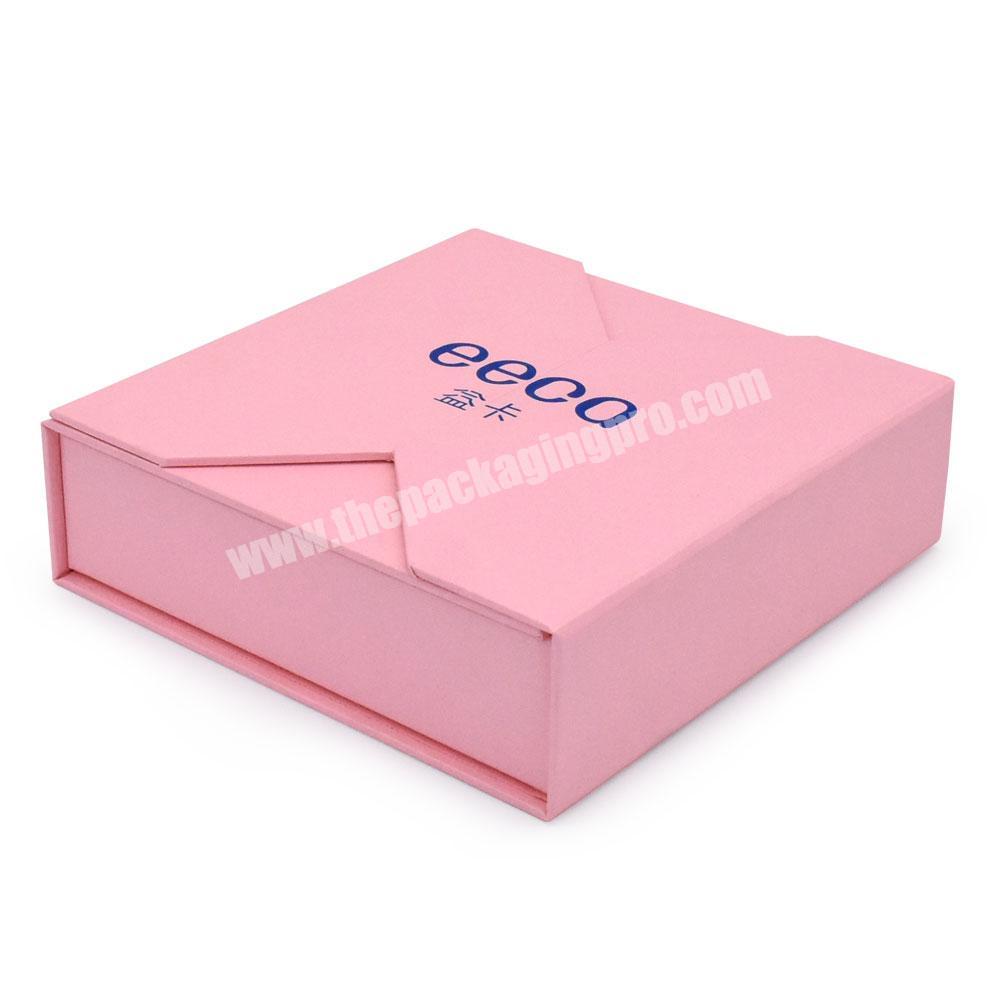 Luxury specific paper Pink folding magnetic lid jewelry gift packaging storage box with insert
