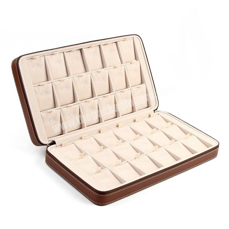 Luxury velvet jewelry case travel jewelry box wheeled jewelry travel box with zipper