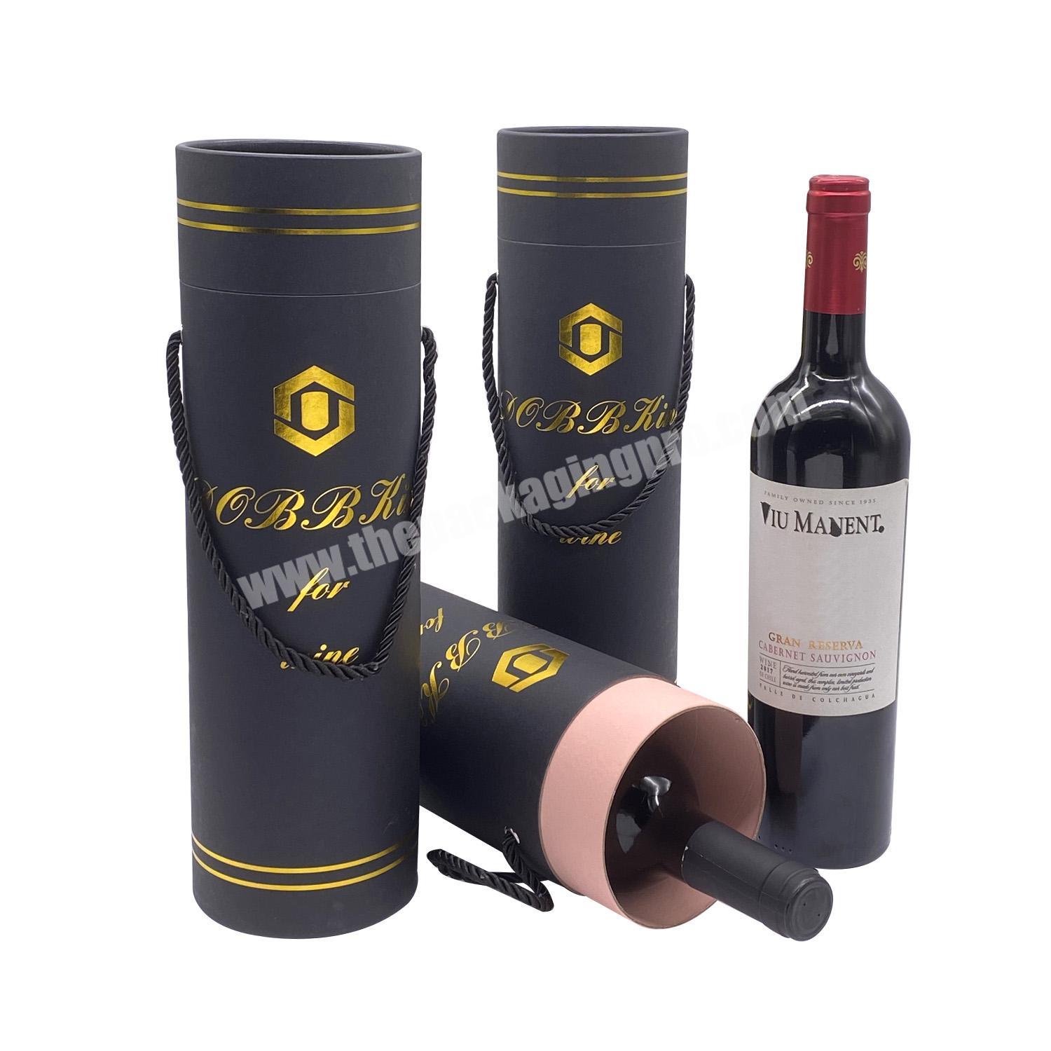 Manufacturer Custom Logo Printed Foil Stamping Recycled  Wine  Paper Tube Cylinder Packaging Paper Round Box