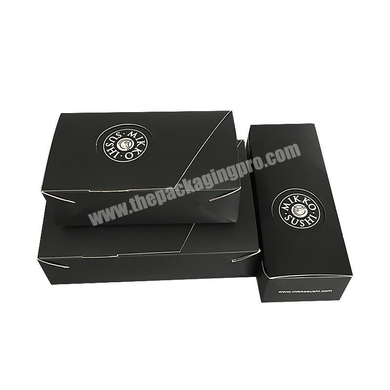 Manufacturers hot selling black paper sushi box takeaway catering foldable white cardboard packaging food box