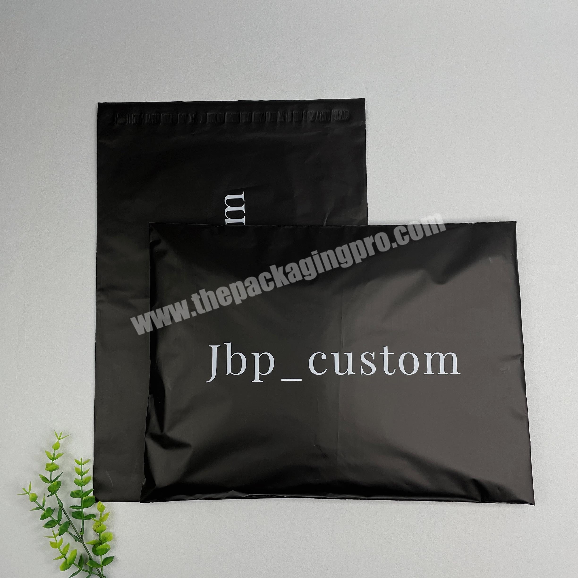 Matte black biodegradable custom logo printed shipping 12x16inches strong poly mailer package mailing bags for clothing dresses